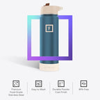 IRON °FLASK Camping & Hiking Hydration Flask with Straw Lid & Boot - Stainless Steel, Double Walled & Vacuum Insulated Water Bottle - Leak Proof & BPA Free (Azure Mist, Straw - 22 oz)