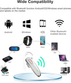 Bluetooth Headset, V5.1 Ultralight Wireless Handsfree Earpiece Cell Phone with Noise Cancellation Microphone for iOS Android Trucker Driver- White