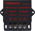 2 Pack 12V /24V to 5V 3A Converter,DC Converter Step Down Regulator 5V Regulated Power Supplies Transformer Converter,(5V 3A 15W)
