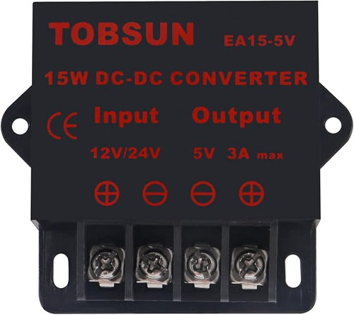 2 Pack 12V /24V to 5V 3A Converter,DC Converter Step Down Regulator 5V Regulated Power Supplies Transformer Converter,(5V 3A 15W)