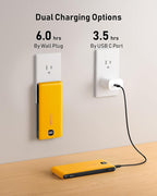 Portable Charger Power Bank Built in Cables and Wall Plug, 10000mAh iPhone Battery Pack Fast Charging, USB C External Slim Power Bank, Travel Essentials Compatible with iPhone 16 15 14 13 iPad, Yellow