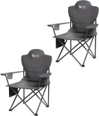 OUTSIDER Folding Camping Chair Heavy Duty Folding Chair 400lbs Oversized Outdoor Chairs with Cup Holder, Cooler Bag, Storage Pocket & Lumbar Support (Style-2, 2pcs)