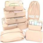 Shacke Packing Cubes for Travel 8 Set - Premium Luggage Organizer Bags - Versatile Travel Organizer for Women and Men - Optimized Packing Bags - Travel Essentials (Cream)