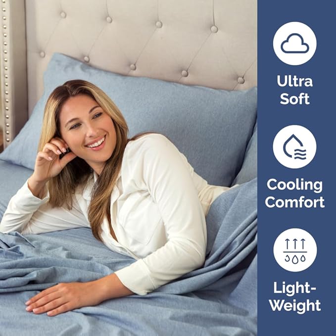 King Pillow Cases Set of 2 - Ultra Soft Hotel Quality Pillowcase Covers - Comfy Cozy Bedding for Women, Men, Kids & Teens - Machine Washable Pillow Protectors - 2 Pieces Set - King Size Heathered Blue