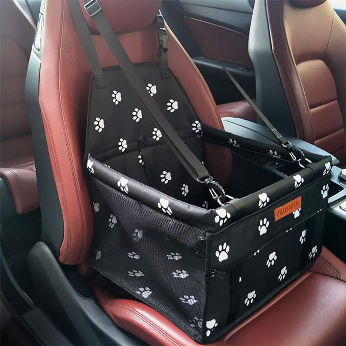 Dog Car Seat Puppy Portable Pet Booster Car Seat with Clip-On Safety Leash and PVC Support Pipe, Anti-Collapse,Perfect for Small Pets