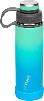 EcoVessel Stainless Steel Water Bottle with Insulated Dual Lid, Insulated Water Bottle with Strainer and Silicone Bottle Bumper, Coffee Mug – 20oz (Northern Lights)