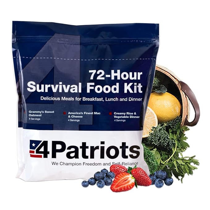 4Patriots 4-Week Kit + 72-Hour Kit Survival Food Bundle: Designed to Last 25 Years, 212 Servings