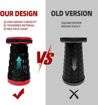 Portable Collapsible Stool - 4 Pillars Large Weight Capacity Travel-Friendly Folding Stool, Easy to Use Lightweight Telescoping Seat for Outdoor Activities, Camping & Hiking (Red)