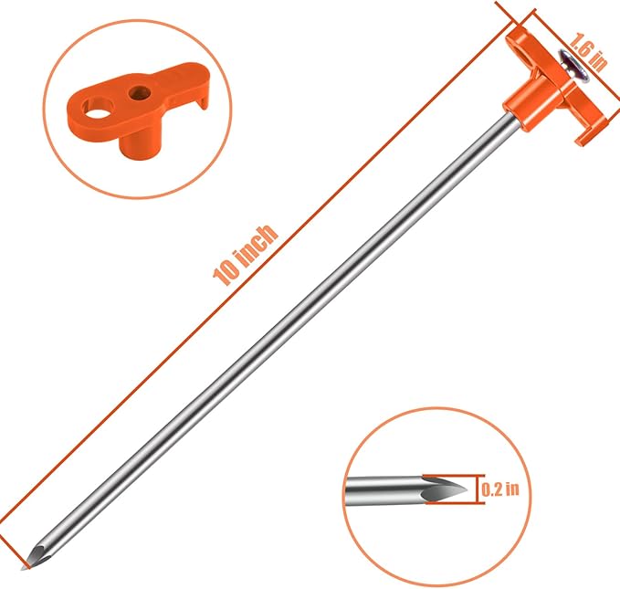 Tent Stakes, 20PCS Heavy Metal Tent Pegs, Professional Camping Tools for Outdoor Trips, Suitable for Strong Winds and Various Ground Tent Pegs, Designed for Camping (20, Red)