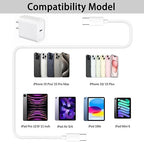 Fast iPad Charger,iPad Charger Fast Charging Wall Chargers Plug Adapter and Type C USB C to C Cable Cord 10FT Type C to C for iPad Pro 13/12.9/11,iPad Air 6th/5th/4th,Mini 7/6th,i-Pad 11/10