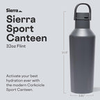 Corkcicle Classic Sport Canteen Insulated Water Bottle - Keeps Beverages Cold 25 Hours - Triple Insulated - Summer Drinkware Gift - Keeps Drinks Ice Cold - Leak-Proof Cap - 20 oz - Flint