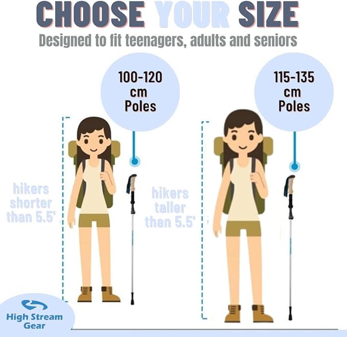 Walking Sticks for Men & Women - 14.5" Foldable Hiking Poles for Backpacking, Exercising and Traveling, Set of 2 Aluminum Nordic Collapsible Trekking Poles