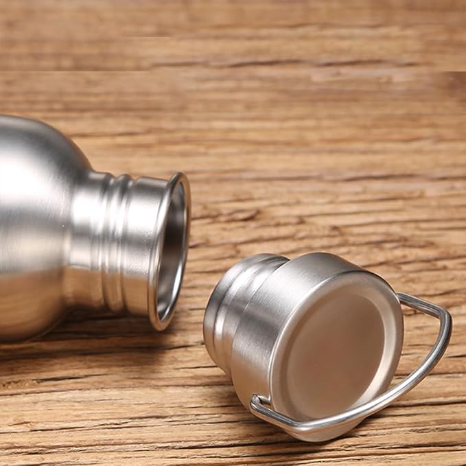 Stainless Steel Water Bottle Single Wall Metal Bottle Large Camping Water Cup with Handle Wide Mouth Leak Proof Lightweight Sports Kettle Cup (17 oz)