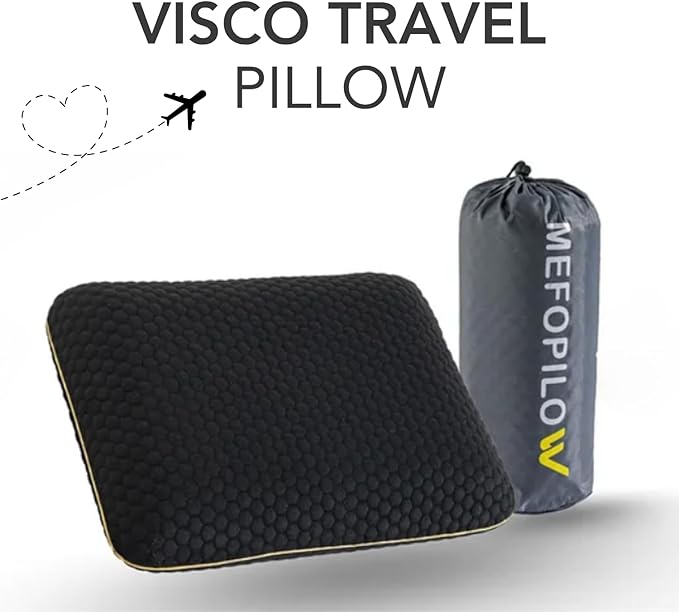 Travel Memory Foam Pillow for Sleeping, Comfortable Camping Pillow, 15.75x11.81x3.94 inches, Easy to Carry Portable Bag, Soft, Breathable, Washable Pillowcase
