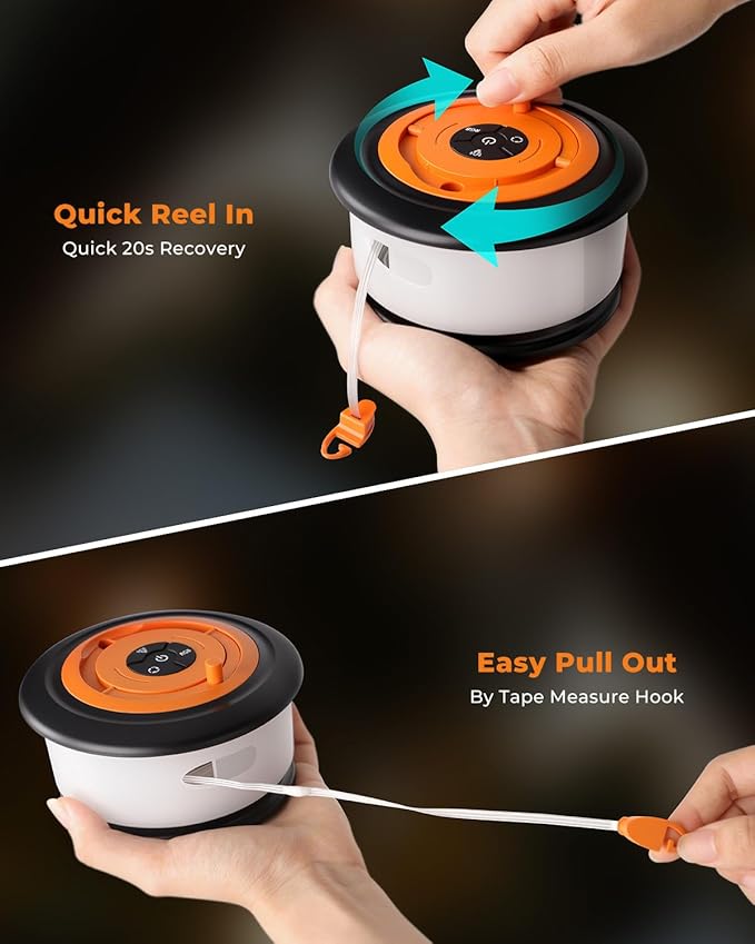 Camping String Lights, Retractable 32.8ft RGB Flash Lamp, Rechargeable LED Fairy Lights Outdoor Waterproof, Portable Hanging Lantern for Outside Tent Patio Awning Garden RV Essentials