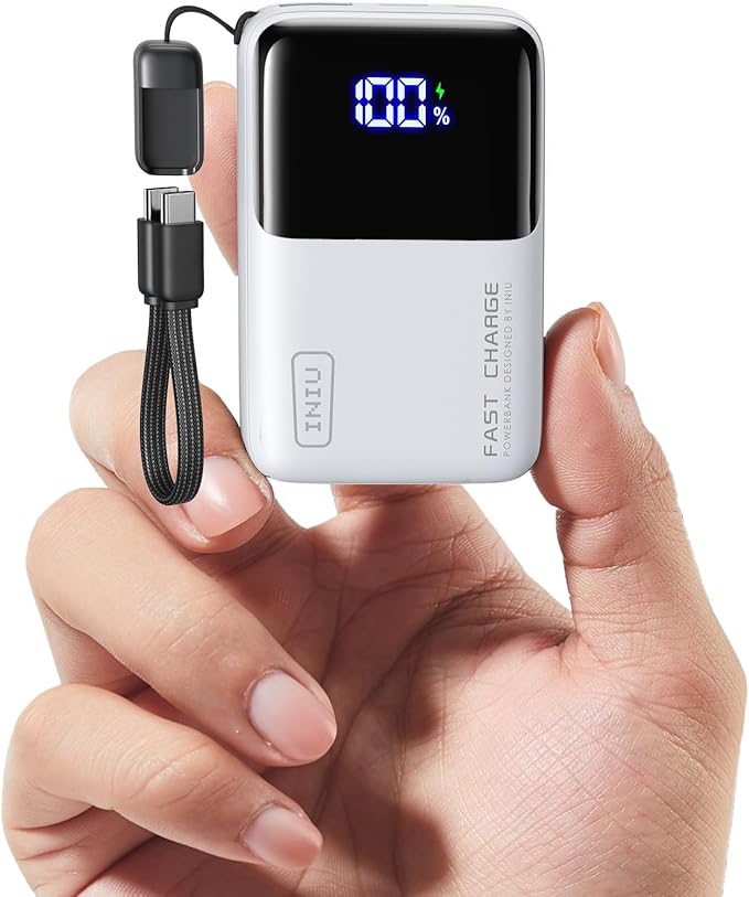 INIU Pocket Size Portable Charger, Ultra Small 10000mAh 45W PD Power Bank, USB C in&Out Fast Charging Battery Pack, Travel Essentials Powerbank for iPhone 17 16 15 14 Pro Air, iPad, Samsung S25 etc
