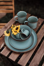 Barebones Enamel Bowl Set - Dish Set of 2 Bowls - Enamelware Set for Camping and Everyday Use (Mint)