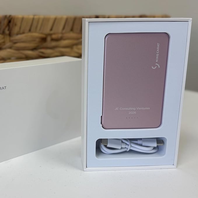 Custom Engraving Power Bank 5000mah,Customized Portable Charger with Name,Logo,Picture,Gift for Employees,Clients(Champagne)