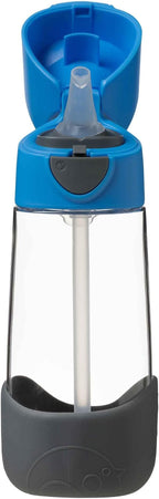 b.box Kids Water Bottle – Tritan Toddler Drink Bottle with Straw for School, Daycare, Travel w/Easy-Grip Triangular Design, Leak Proof Lid & Handle, BPA Free, Dishwasher Safe (Blue Slate)