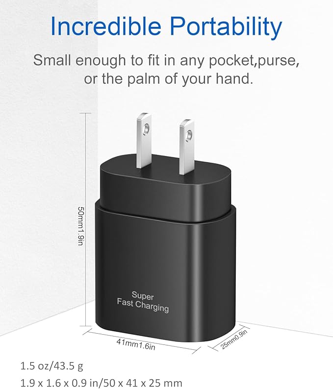 Type C Charger Fast Charging for iPhone 17 16 15,10FT USB C Samsung Chargers Block 25W Super Fast Chargers for Samsung Galaxy S25/S24 S23 S22 /iPhone Air/17/17 Pro Max/iPhone 16/16 Pro Max/15 Pro Max