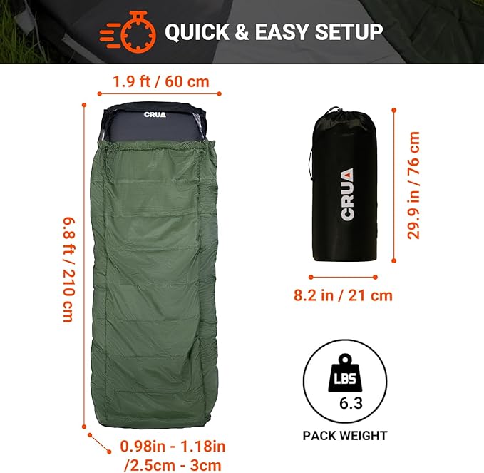 Crua All-in-One Self Inflating Camping Mattress & Quilt Set – Camping Blanket and Self Inflating Mattress Sleep Set, Inflatable Bed with Zip Up Puffy Blanket