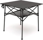 SUNNYFEEL Outdoor Folding Table | Lightweight Compact Aluminum Camping Table, Roll Up Top 4 People Portable Camp Square Tables with Carry Bag for Picnic/Cooking/Beach/Travel/BBQ