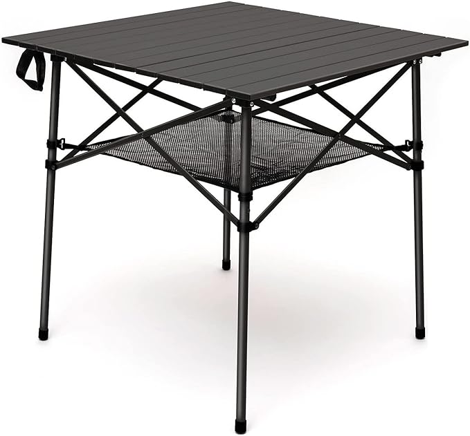SUNNYFEEL Outdoor Folding Table | Lightweight Compact Aluminum Camping Table, Roll Up Top 4 People Portable Camp Square Tables with Carry Bag for Picnic/Cooking/Beach/Travel/BBQ