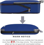BAGAIL 4 Set/6 Set/8 Set Compression Packing Cubes Travel Accessories Expandable Packing Organizers (Cloth Pattern, 4-Navy)