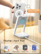 3 in 1 Charging Station for iPhone, Magsafe Wireless Charger with Cooling Fan for iPhone 16 15 14 13 12 Series & Apple Watch Charger 10/Ultra 2, Wireless Charging Station for AirPods 4/3/Pro