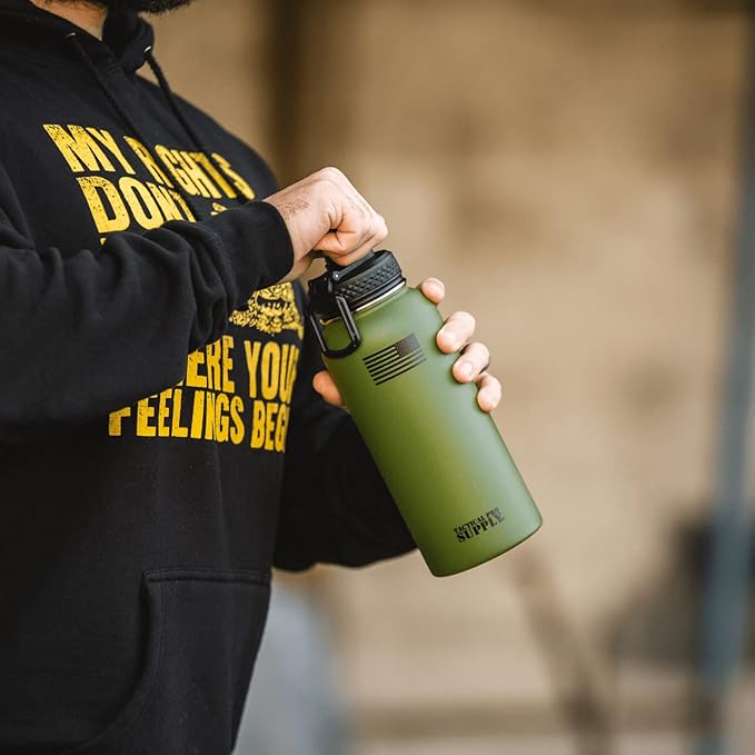 Tactical Pro Supply 32 oz. Patriotic Water Bottles | Decorated in the USA | Made with Premium Stainless Steel Material | Double Wall Vacuum Water Bottle Insulated