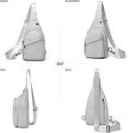 7L Sling Bag For Women Faux Leather Anti Theft Small Casual Daypack Backpack Fanny Pack Crossbody Chest Bags Purse Waterproof Light Grey