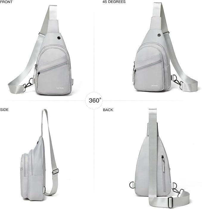 7L Sling Bag For Women Faux Leather Anti Theft Small Casual Daypack Backpack Fanny Pack Crossbody Chest Bags Purse Waterproof Light Grey