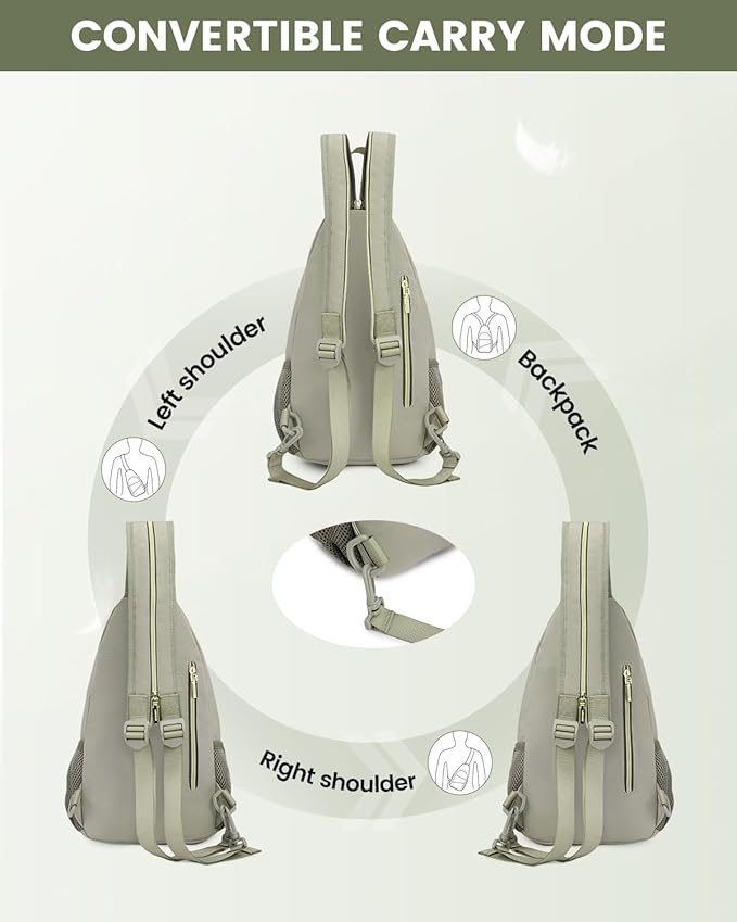 LOVEVOOK Sling Bag for Women, Sling Backpack Crossbody Bag Convertible, Small Diaper Bag Hiking Daypacks Water-resistant, Travel Shoulder Bag Chest Bag