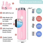 SENDESTAR Stainless Steel Wide Mouth Water Bottle 24oz Double Wall Vacuum Insulated Leak Proof Bottle with New Flex Straw Lid & Spout Lid XIN-PH-0750-1
