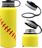 40 oz Softball Water Bottle, Sports Cup Flask Metal Travel Mug with 2 Lids, Stainless Steel Double Wall Vacuum Leak Proof Insulated Water Jug, Softball Accessories Stuff Gifts for Mom Men Boys Girls