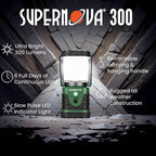 Supernova Battery Powered Lantern, Bright, Long Lasting, Weather-Resistant LED Camping Lantern, Great for Storms, Hurricane Supplies, Survival Kit, Power Outages, Outdoors, & Camping Essentials (300)