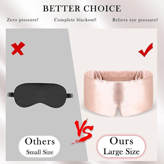 Mulberry Silk Sleep Mask – 100% Silk Sleep Masks for Women, Anti-Wrinkle, Light Blocking Eye Cover, Adjustable for Travel & Beauty(Pink)