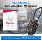 Open Alert TSA Approved Luggage Locks, 6 Pack, Easy Read Dials with Alloy Body.
