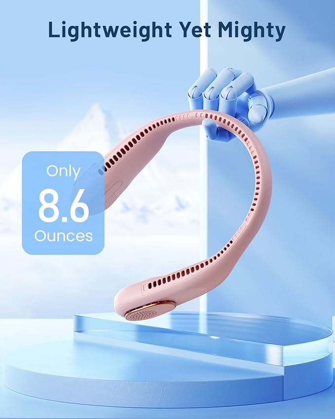 SWEETFULL Portable Neck Fan 360° Cooling Bladeless Personal Fan | No Hair Twisting - 4000mAh USB Rechargeable Wearable Fan for Travel, Birthday Gifts for Men, Women, Mom, and Dad
