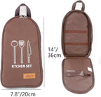 NatSumeBasics Camping Travel Cooking Utensils Organizer Travel Bag Portable Pouch for BBQ Camp Cookware Kitchen Kit