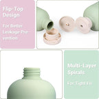 ASEVAT 13.5oz 4Pcs Green Plastic Refillable Travel Shampoo and Conditioner Bottles Plastic Refillable Travel Shampoo Bottles with Flip Cap Shampoo and Conditioner Dispenser
