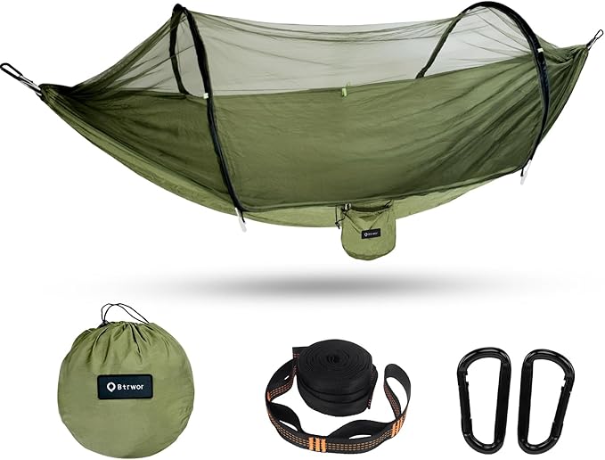 Hammock with Mosquito Net - Lightweight, Portable, 1 Person Hammock - for Camping, Hiking, Backpacking, Travel, a Festival, or The Beach
