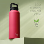 SipX™ Triple-Insulated Stainless Steel Water Bottle 40oz. With 3 Lids, BPA-Free Reusable Insulated Water Bottle Keeps Cold 24 Hours, Metal Water Bottle Made Of Sustainable Material For Hiking & Biking