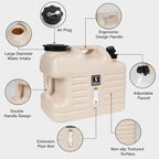 5 Gallon Water Jug, Camping Water Container BPA Free Water Storage with Spigot No Leakage Portable Emergency Water Tank for Outdoor Hiking Camping Picnic Supplies Beige