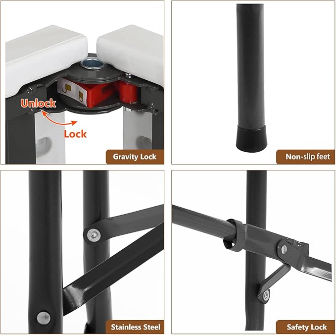 FDW Folding Half Portable Foldable Table for Parties Backyard Events (White, 6 FT 70 * 29) (White, 8 FT)