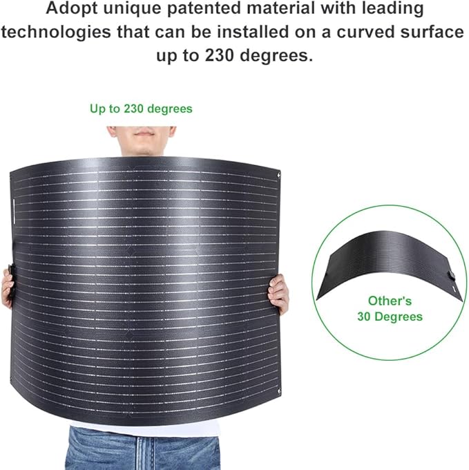 LensunSolar 80W 12V Flexible Solar Panel ETFE Black Thin, Monocrystalline High Efficiency, Slim Flexible PERC Mono Solar Cells 12 Volt for Battery Charge Marine RV Campers Boats Camping Generator