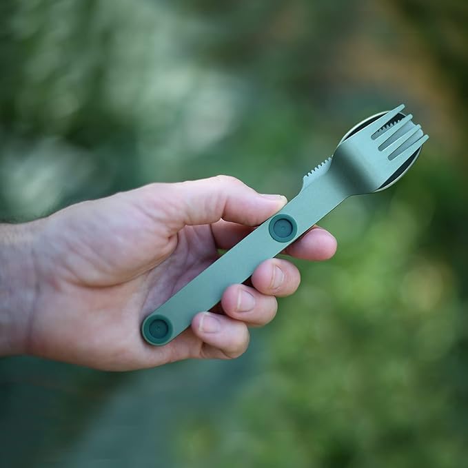 FULL WINDSOR - MAGWARE Magnetic Camping Cutlery Set - Travel Utensils for Camping, Cooking, and Outdoor Dining - Knife, Fork & Spoon - Portable Silverware with Pouch - Green (3 PCS)