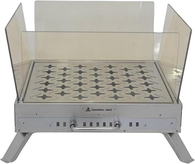 Outdoor Wood Burning Fire Pit Table with Glass Wind Guard and Portable Stainless Steel Wood Stove for Camping Hot Tent Shelter, Patio Backyard Garden Deck Camping