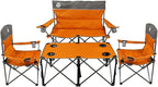 Northroad Folding Camping Chair Set of 4, Portable Collapsible Conversation Set w/1 Sofa, 2 Single Chairs, 1 Table for Family Patio, Outdoor Travel, Beach(Orange)