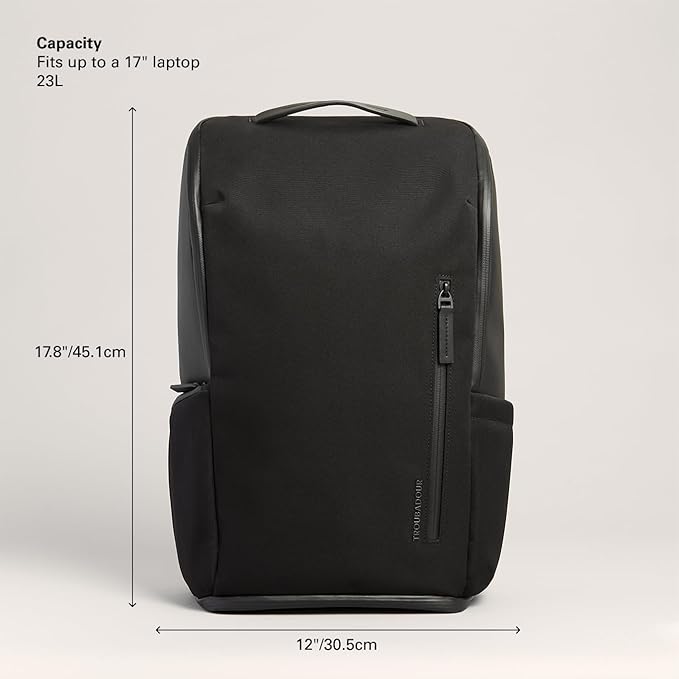 Troubadour Pioneer Backpack 3.0 - Premium Everyday Bag with Padded Laptop Section, Ventilated Shoe Compartment & Sustainable Waterproof Material - All-Day LIghtweight Comfort Design - Black